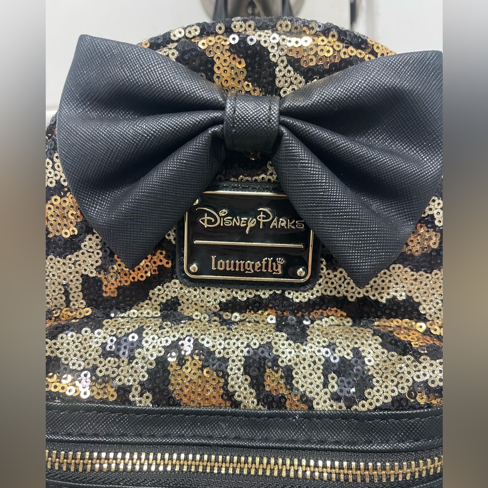 Loungefly DisneyParks Leopard Sequin mini backpack - Picture 2 of 6